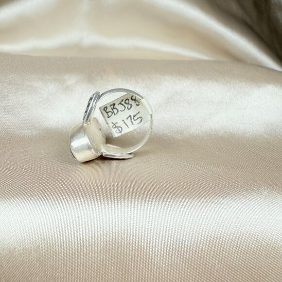 Handmade Oval Blue Lapis Lazuli Silver Ring Decorative Border Jewelry Size 7 - Picture 3 of 5